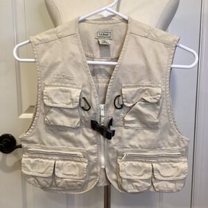 LL Bean First Cast Vest Kids Youth Fly Fishing Vest Multi Pocket Size 8